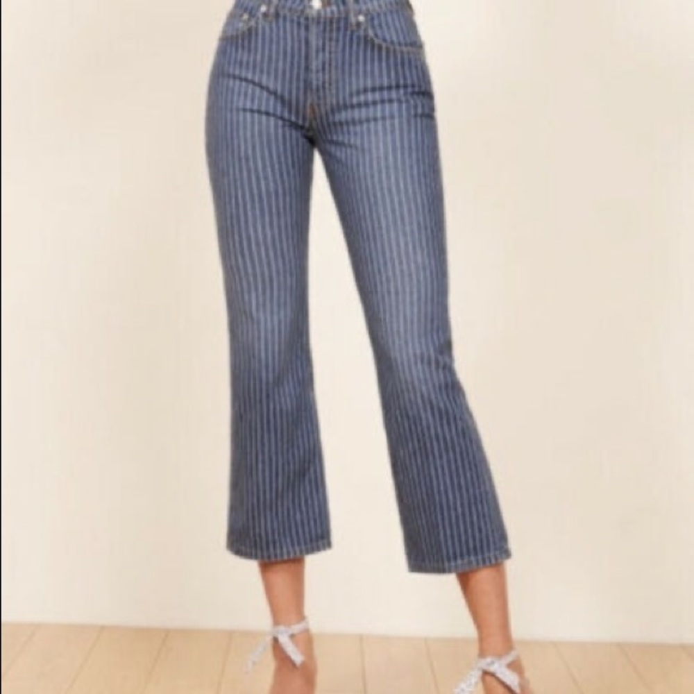 Reformation Mid Crop Flare Jean Mesa Stripe Sz. 30